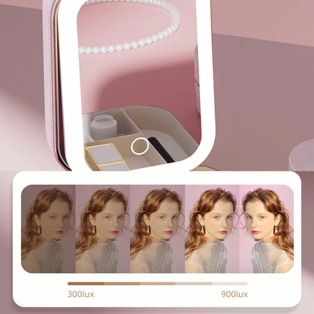 Small makeup box with mirror and OLED