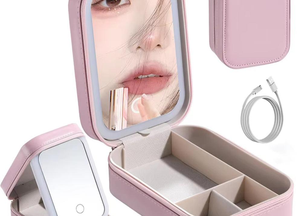 Small makeup box with mirror and OLED