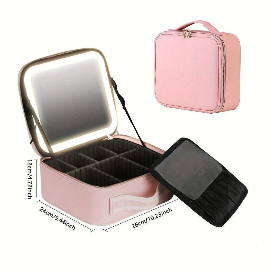 Leather box of makeup with LED suitable for makeup