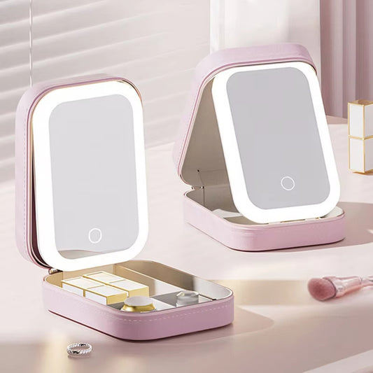 Small makeup box with mirror and OLED